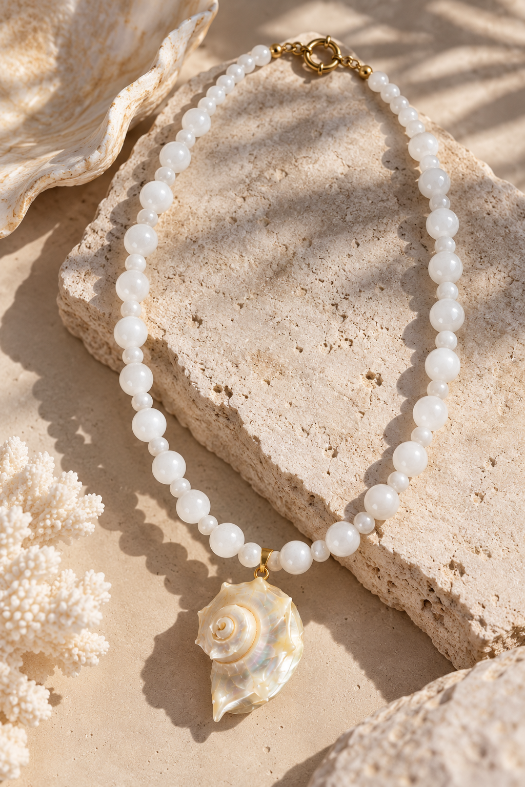 Collar Caracol Cuarzo Blanco